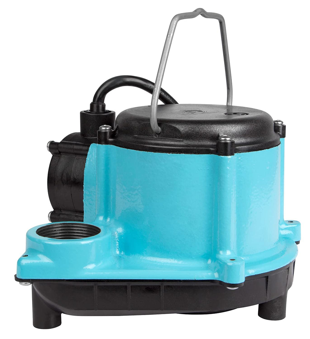 Little Giant 6-CIA 115 Volt, 1/3 HP, 2760 GPH Cast Iron Automatic Submersible Sump Pump with Integral Diaphragm Switch for Sump Systems, 10-Ft. Cord, Blue, 506158