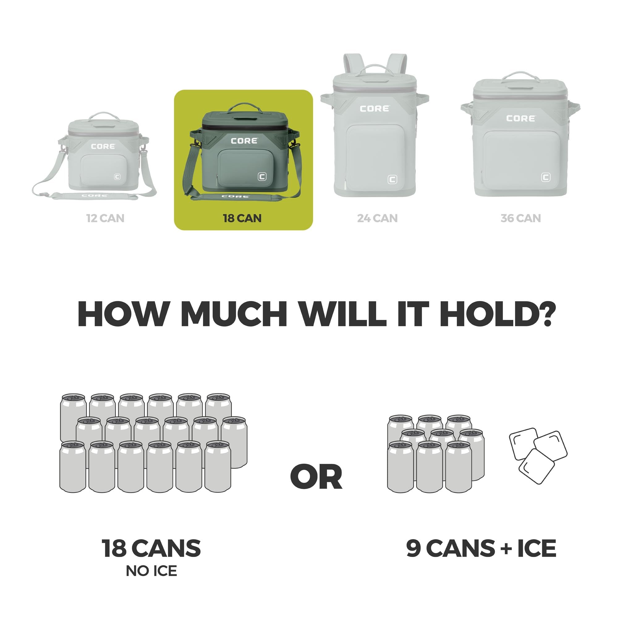 CORE Magnetic Leak Proof Soft Cooler with Waterproof Zipper | Insulated Bag Portable Ice Chest Box | Best Soft Cooler for Food & Beverages for Tailgating, Car Camping, Travel, and Family Beach Picnics