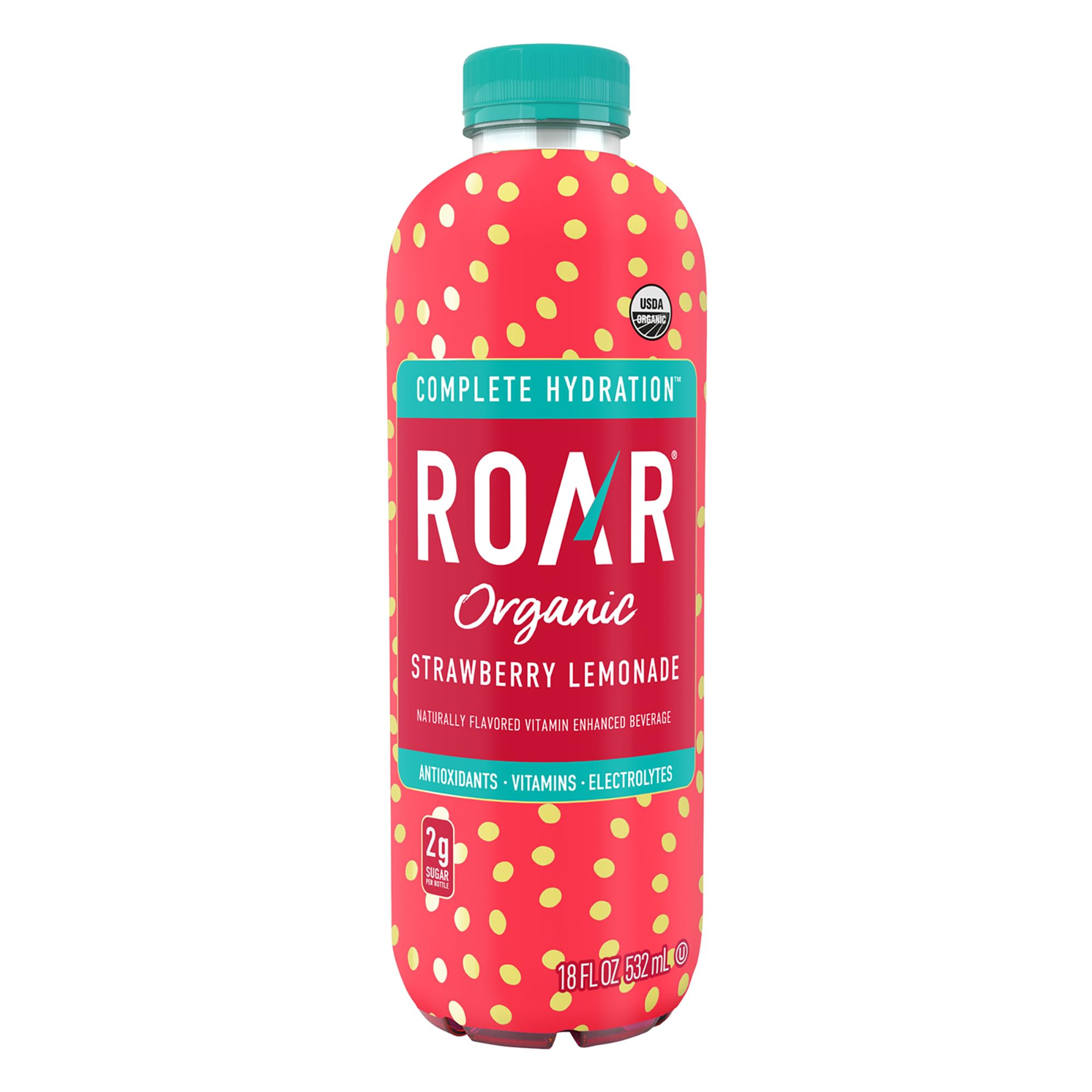 ROAR Complete Hydration Organic - Electrolyte Drinks Loaded with Vitamins C, B5, B12 - Non-GMO, Gluten-Free - Strawberry Lemonade - 12 pc