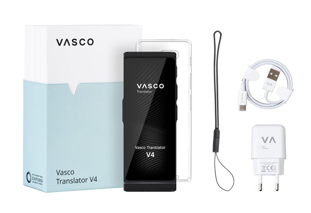 Vasco V4 Language Translator Device | 112 Languages | Free Lifetime Internet in Almost 200 Countries | Black Onyx