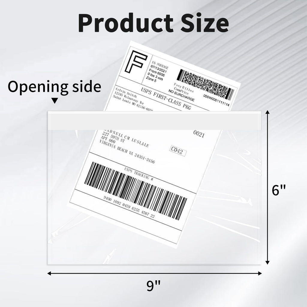 9527 Product 4.5" x 5.5" Clear Adhesive Top Loading Packing List/Shipping Label Envelopes (100 Pack)