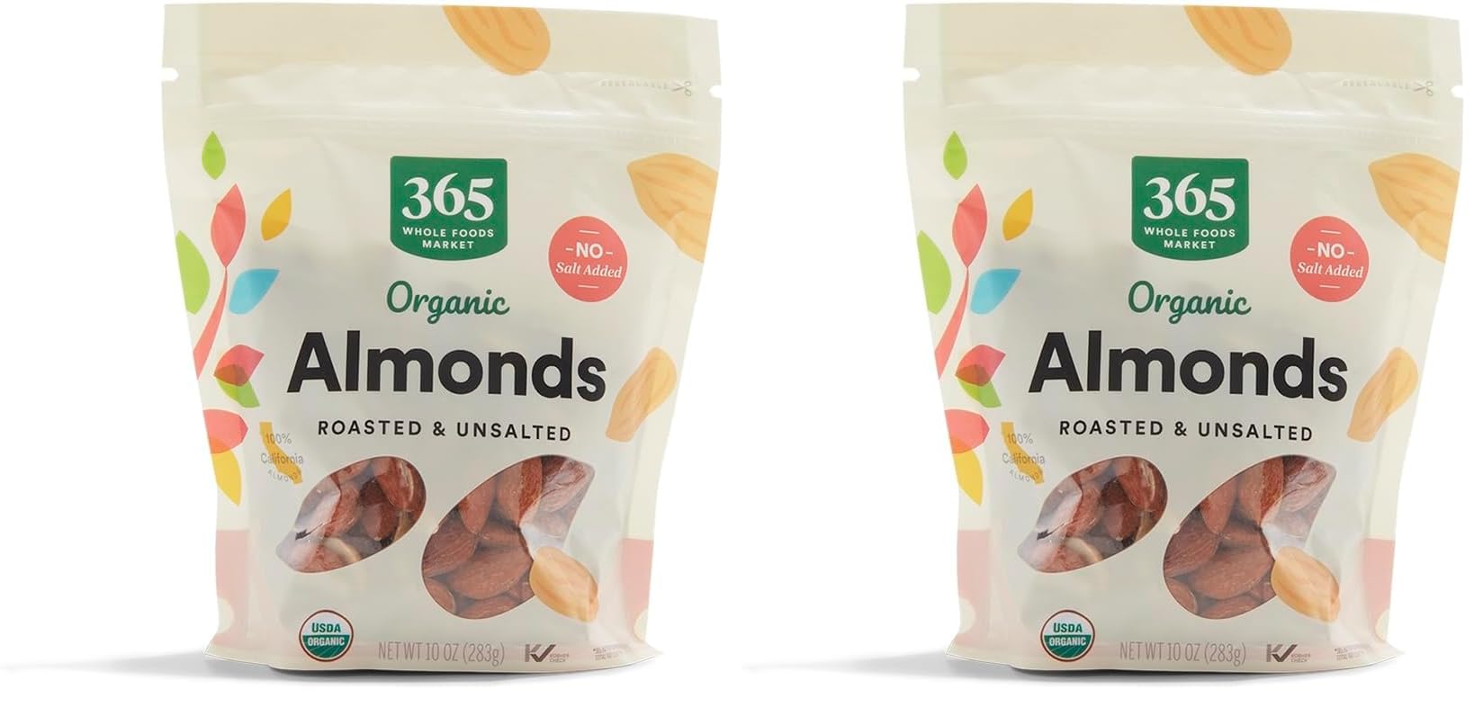 365 by Whole Foods Market, Organic Roasted Unsalted Almonds, 10 Ounce