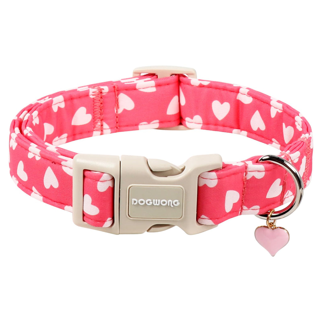DOGWONG Cotton Dog Collar, Blue Plaid Heavy-Duty Dog Collar Durable Soft Boy Dog Collar Cute Wedding Puppy Necklace for Small Medium Large Dog