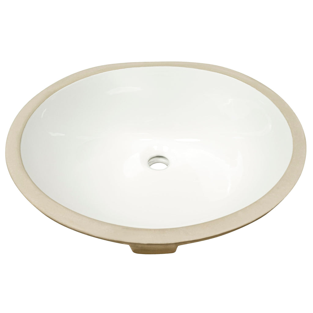 MSI 17.0” (L) x 14.125” (W) x 7.75” (H) Oval Porcelain Ceramic Undermount Bathroom Vanity Vessel Sink, White