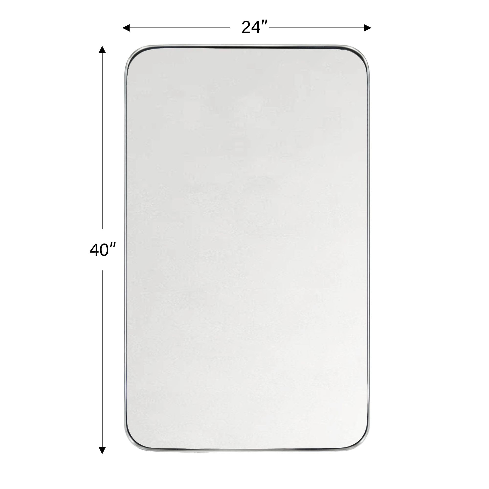 GRACTO 20x30 inch Brushed Nickel Stainless Steel Metal Framed Bathroom Mirror for Wall Mounted Rounded Rectangular Bathroom Vanity Mirror