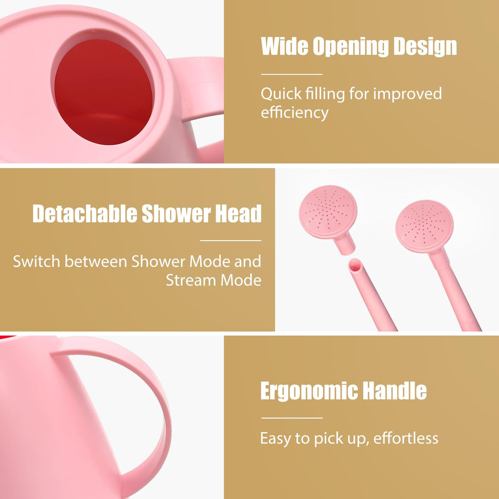 60 oz Watering Can for Indoor Plants, Small Plastic Watering Cans with Removable Nozzle, Long Spout Indoor Water Can for House Plants, Garden Flowers (1.8L 1/2 Gal)