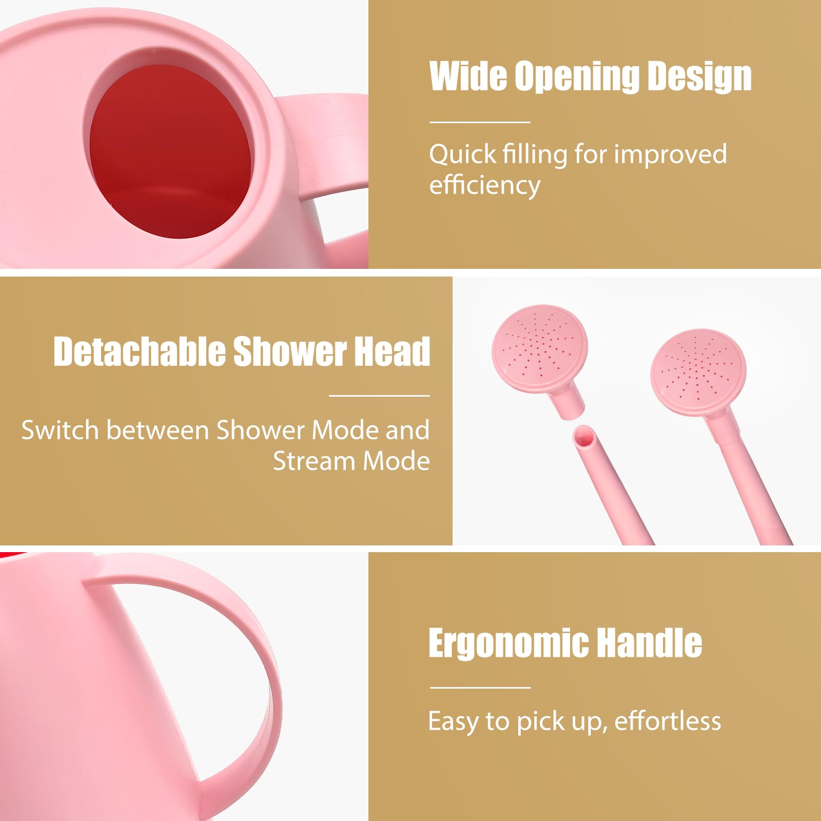 60 oz Watering Can for Indoor Plants, Small Plastic Watering Cans with Removable Nozzle, Long Spout Indoor Water Can for House Plants, Garden Flowers (1.8L 1/2 Gal)