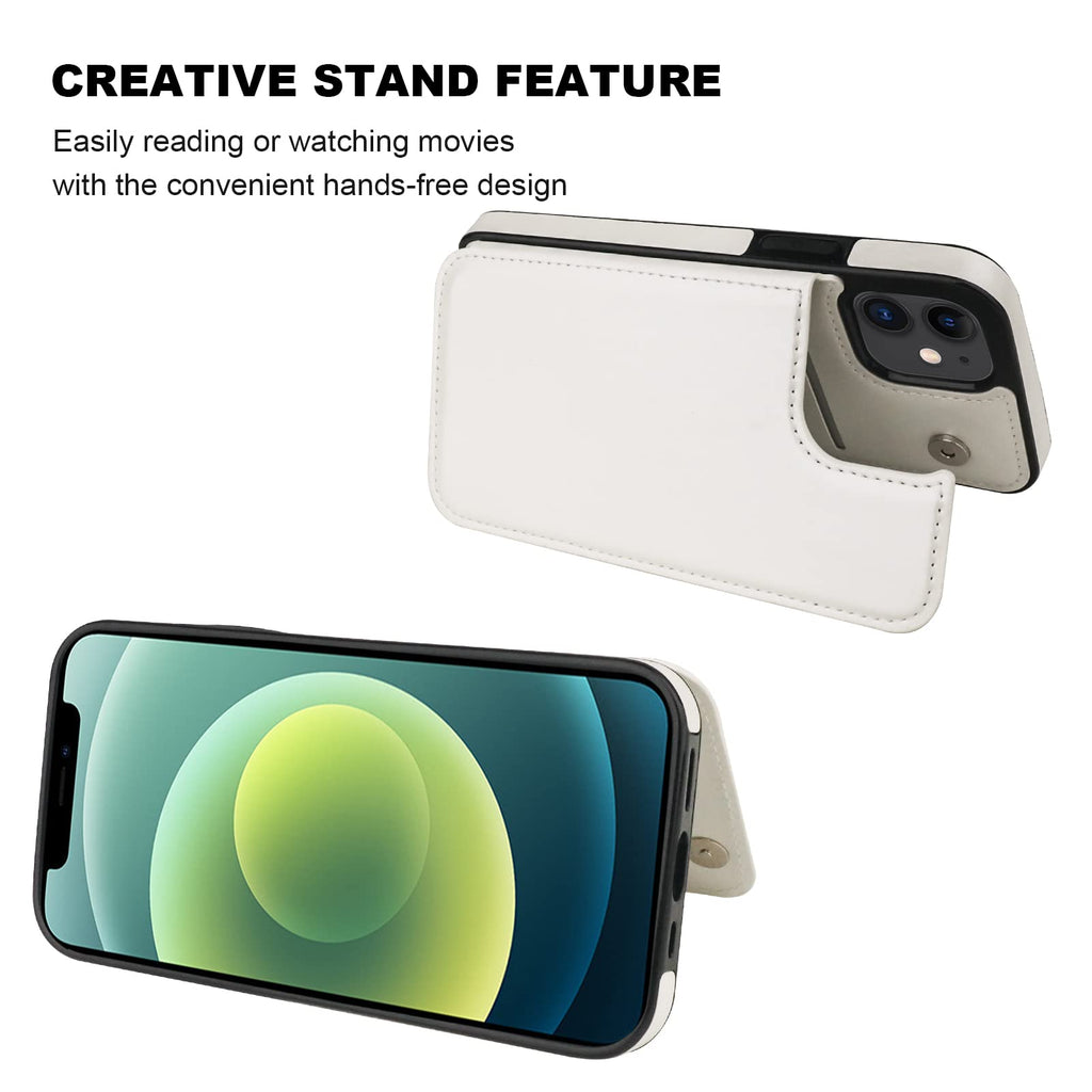 ONETOP Compatible with iPhone 12 Compatible with iPhone 12 Pro Wallet Case with Card Holder, PU Leather Kickstand Card Slots Case, Double Magnetic Clasp Durable Shockproof Cover 6.1 Inch(Black)