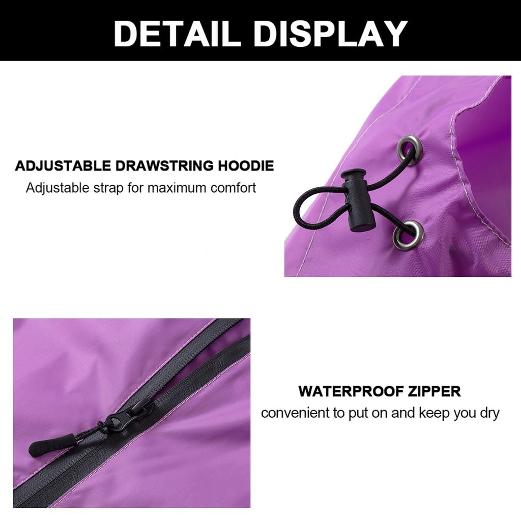 Rain Poncho Jacket Coat Hooded Zipper Style for Women/Men/Adult with Pocket