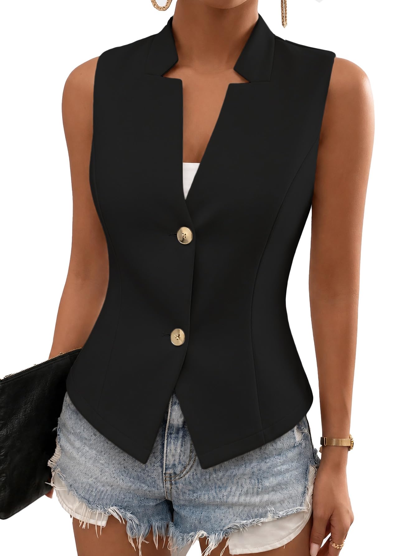 Mina Self Women's 2026 Summer Lightweight Knit Vest Top - Breathable Stretchy Floral Trendy Casual Work Office Slim Waistcoat