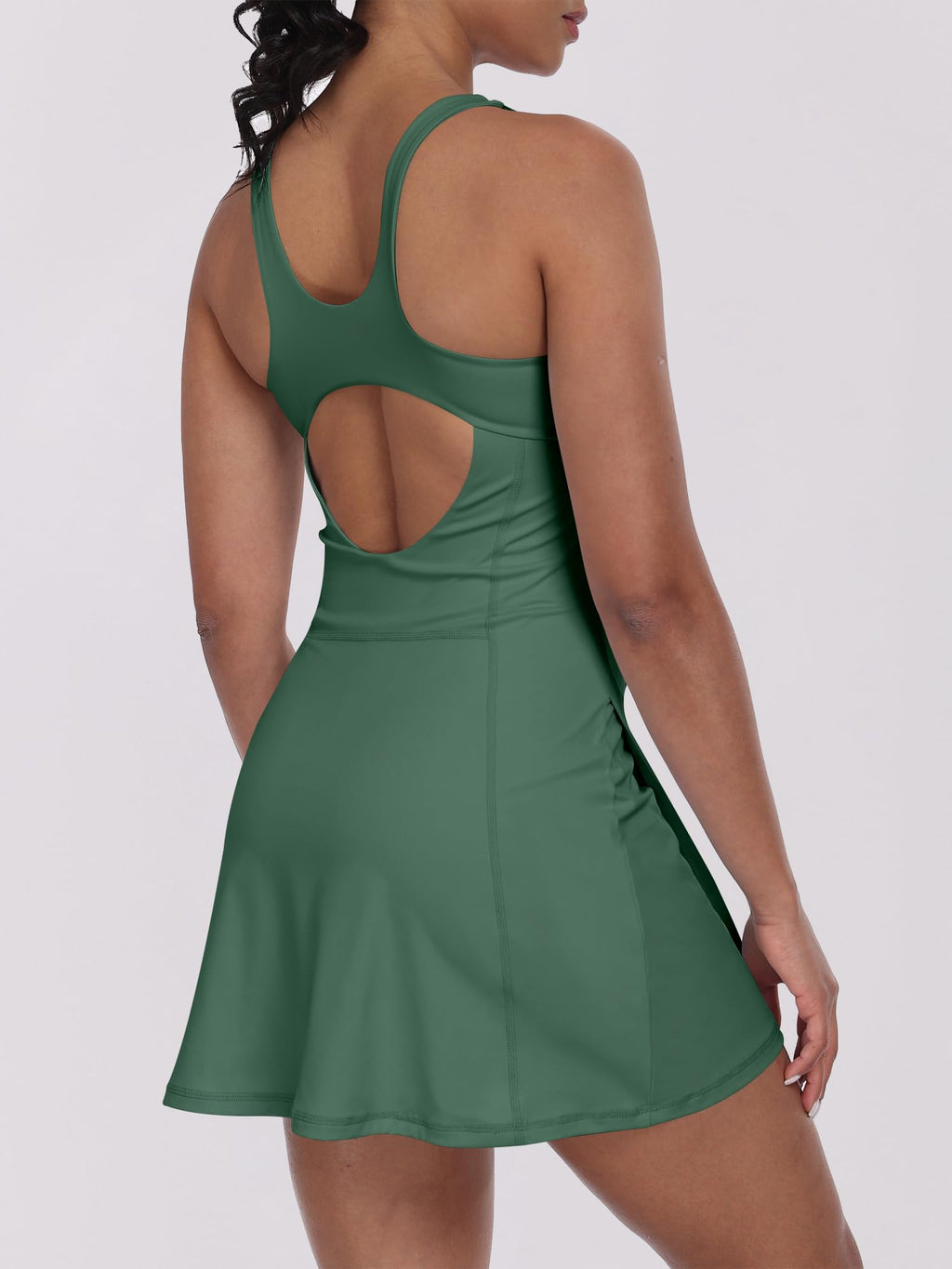 Caracilia Womens Tennis Dress Built in Shorts Square Neck Sleeveless Workout Athletic Mini Skort Dress Golf Summer Outfits