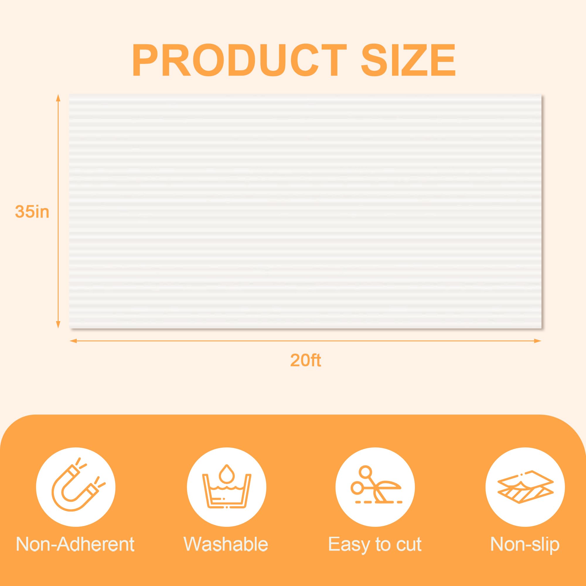 FEXIA Shelf Liner for Kitchen Cabinets Drawer Non Adhesive Non-Slip Liner 12 Inches x 20 FT Waterproof & Oil-Proof Durable Material Fridge Liner for Shelves