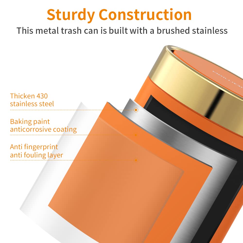 Mini Trash Can with Lid, Desktop Small Trash Can Recycling Bin Cute Metal Garbage Can for Tabletop Countertop Use,Stainless Steel 0.4Gal/1.5L Waste Bin for Office Parlor Car Bedroom,Swing Lid Open