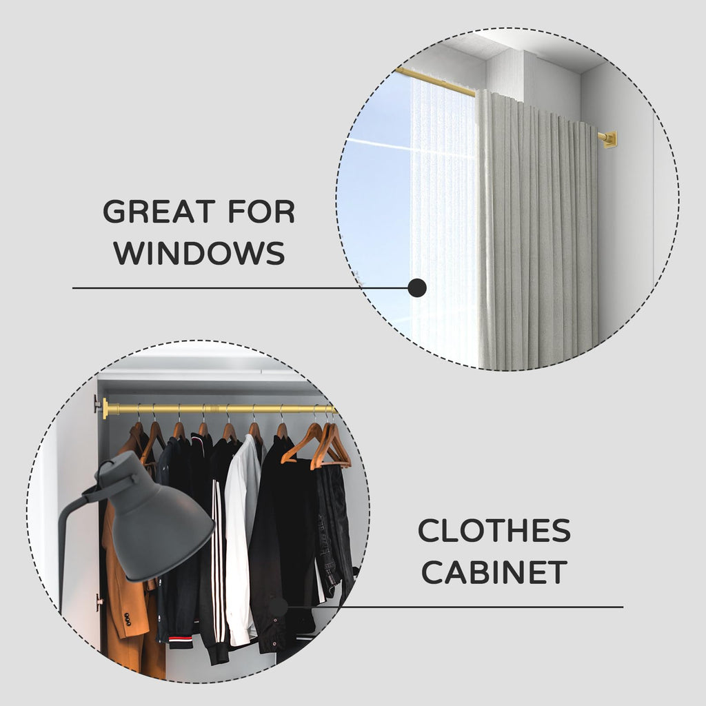 UIOSANRT Tension Shower Curtain Rod 31-55 Inches Non-Slip Shower Rod Tension Mounted No Drill Black Shower Curtain Rods Spring Tension Rod Adjustable Tension Curtain Rod for Windows Bathroom