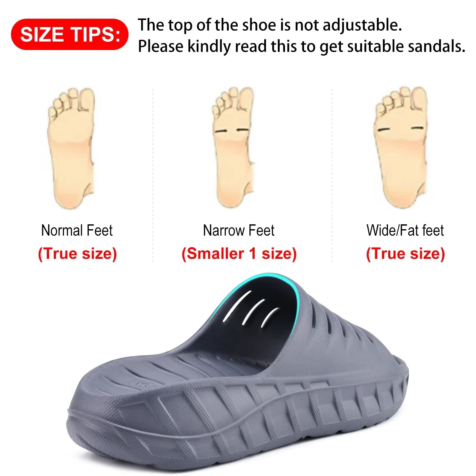 GPOS Mens Sport Recovery Sandals Plantar Fasciitis Thick Cushion Slides Sandals Lightweight Comfort Orthotic Slippers