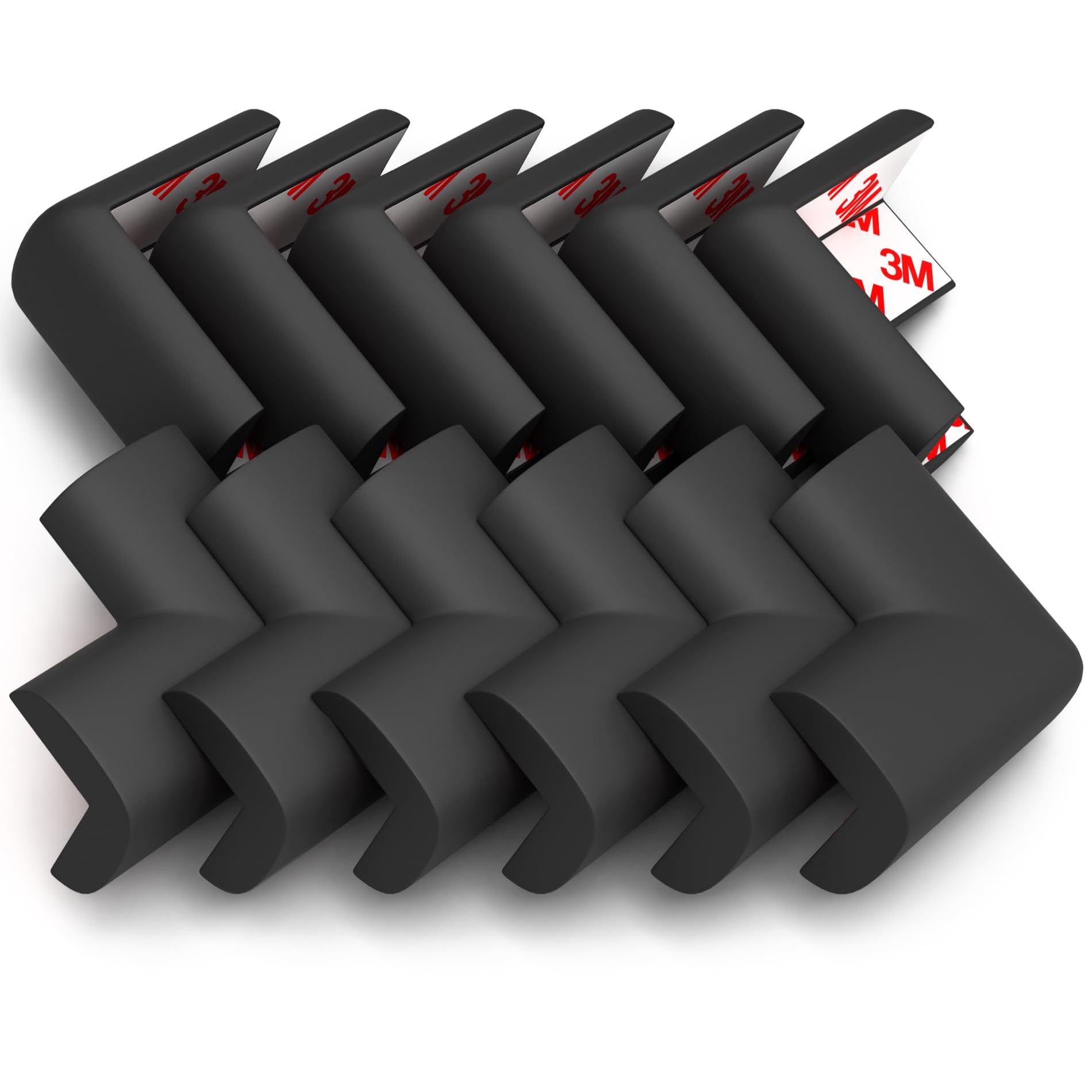 8-Pack Baby Proofing Corner Guards, Soft Rubber Corner Protectors for Furniture, 3M Adhesive Pre-Taped Corner Bumper Guards, Child Proof Safety for Fireplace, Table, Cabinet & Stairs, Black