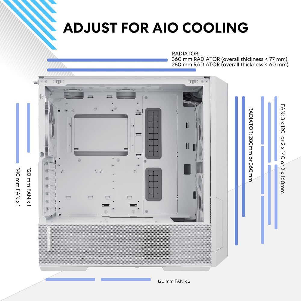 LIAN LI LANCOOL 207 Compact ATX RGB Gaming Computer Case, Airflow Optimized Mesh Panels Tower Chassis w/ 2x140mm ARGB,2x120mm PWM Fans Pre-Installed, USB Type-C Port, Tempered Glass Side Panel (Black)