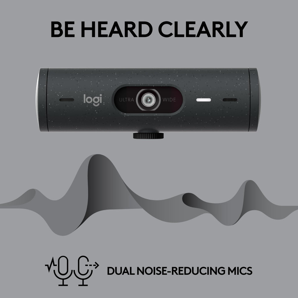 Logitech Brio 505 Full HD 1080p Webcam with auto Light Correction, framing, Dual Noise Reduction mics, Privacy Shutter - Works with Teams, Meet, Zoom, TAA Compliant.