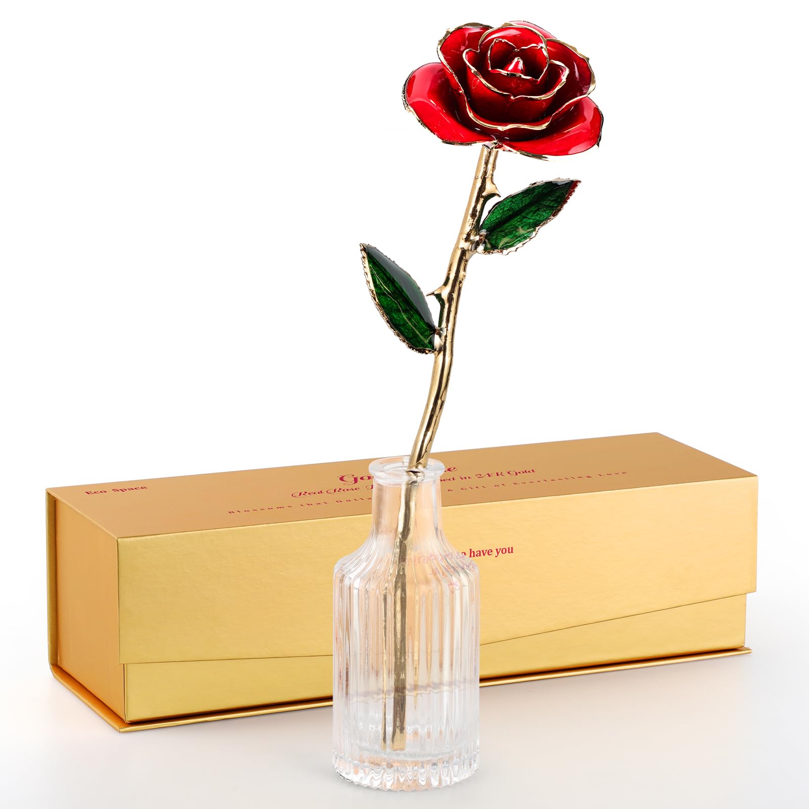 24K Gold Dipped Real Rose – Handcrafted, Bold, One of a Kind – Romantic Gift for Her – Ideal for Birthday, Anniversary, Mother’s Day, Valentine’s (Black)