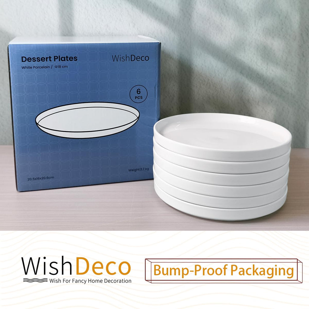 WishDeco White Dinner Plates Set of 4, Ceramic Dining Plates 10.5 inch, Large Salad Plate, Porcelain Kitchen Plate for Pizza, Steak, Microwave and Dishwasher Safe
