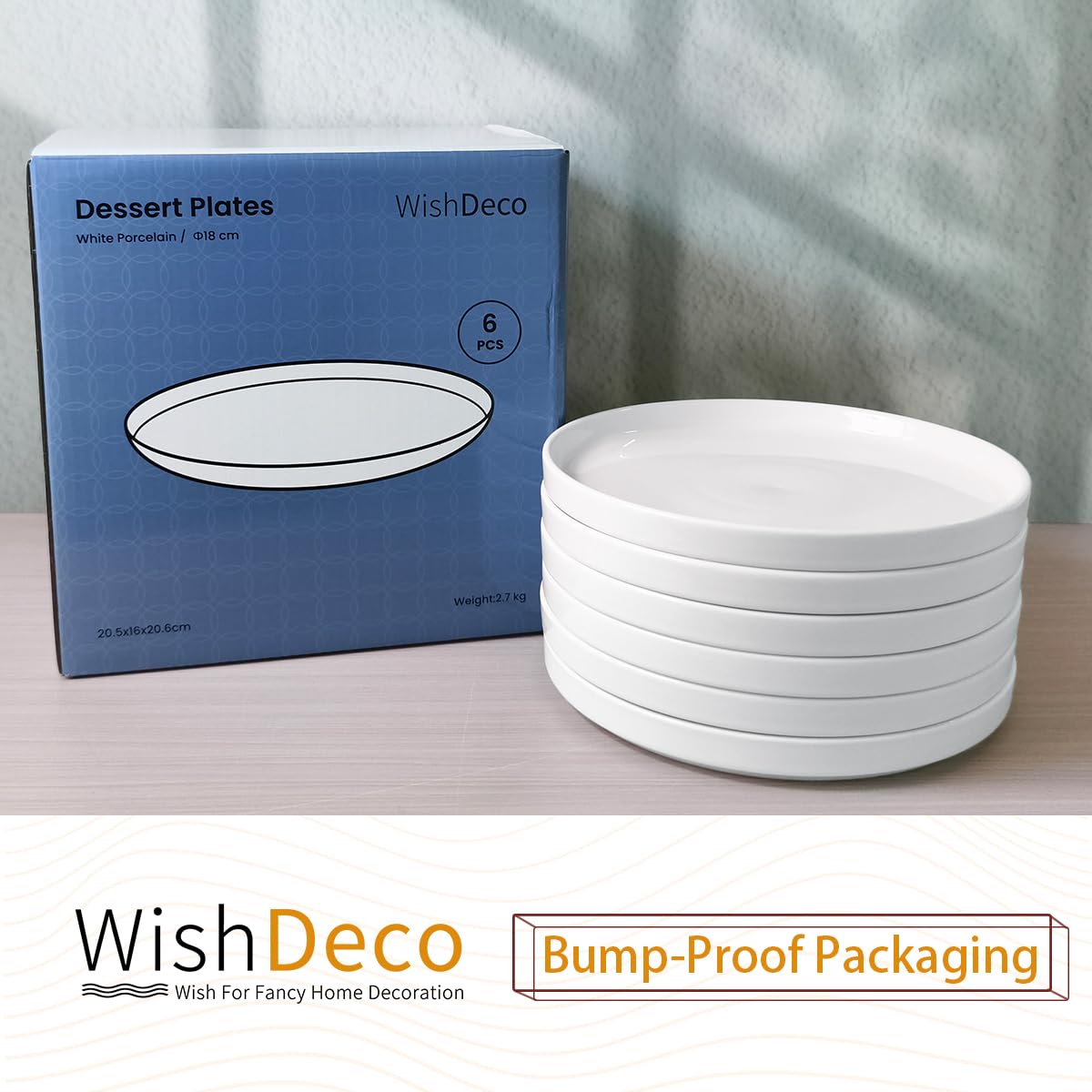 WishDeco White Dinner Plates Set of 4, Ceramic Dining Plates 10.5 inch, Large Salad Plate, Porcelain Kitchen Plate for Pizza, Steak, Microwave and Dishwasher Safe