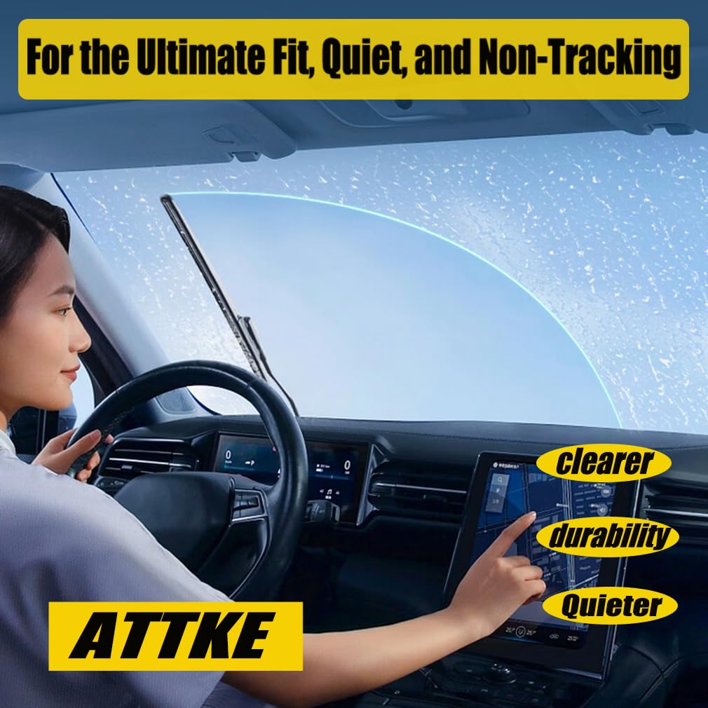 ATTKE OEM Quality Front Windscreen Wiper Blades for Jeep Wrangler 1997-2006/Porsche 911 1978-1994/Suzuki Samurai 1986-1995 (13″+13″ Front Windshield Wiper Blade Set)