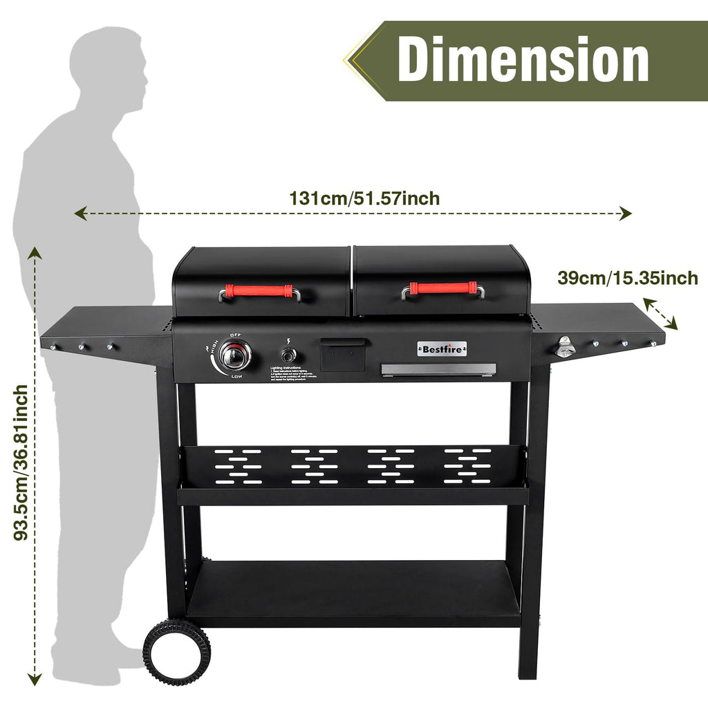 BESTFIRE Foldable Flat Top Grill, Outdoor Griddle-3 Burner Propane Griddle with Two Foldable Shelves,36" Flat Grills Outdoor-45,000 BTU Gas Grill for BBQ& Outdoor Cooking,Black