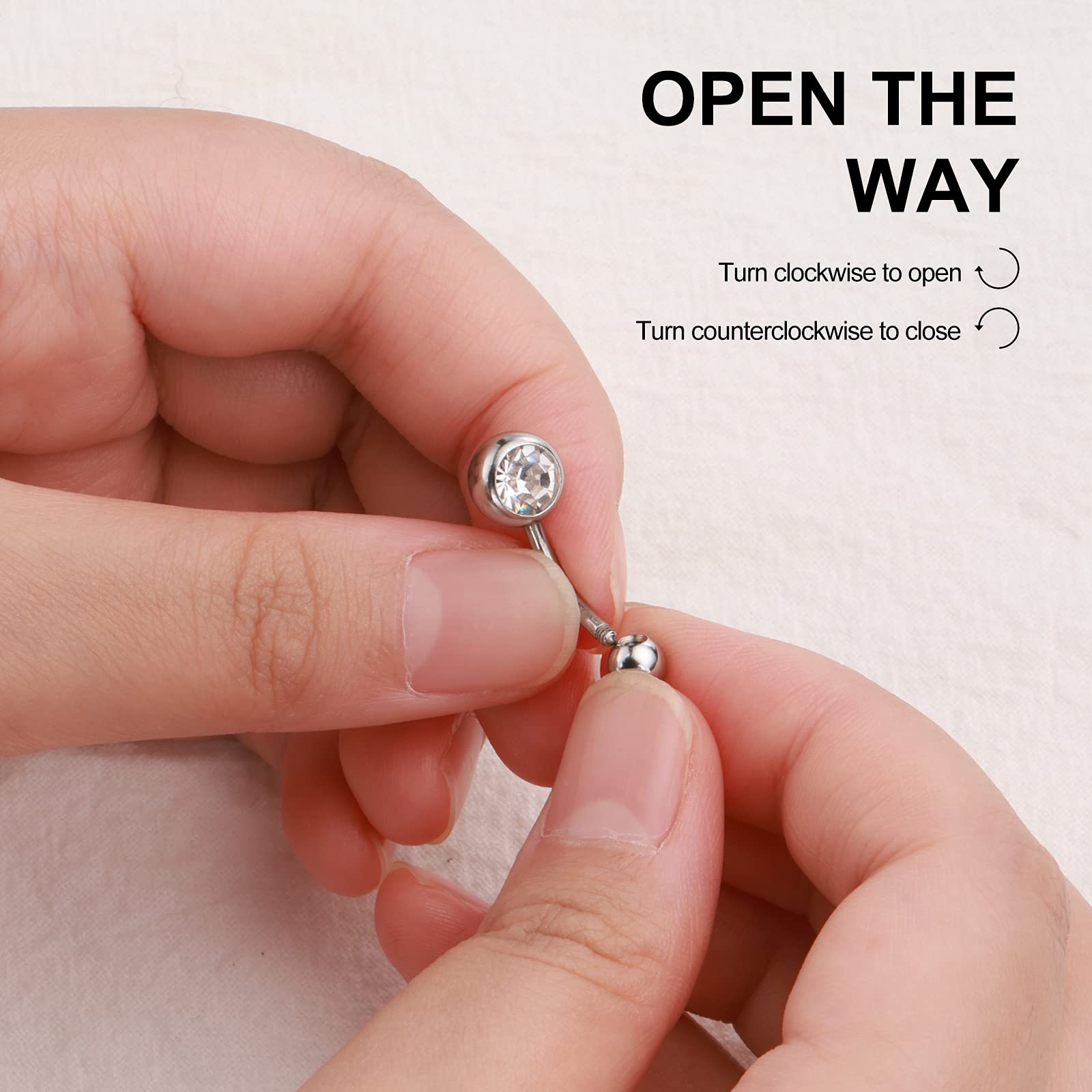 Wssxc 14G Hypoallergenic Surgical Steel Belly Button Ring Cubic Zirconia Belly Button Barbs Body Piercing Set 7Pcs