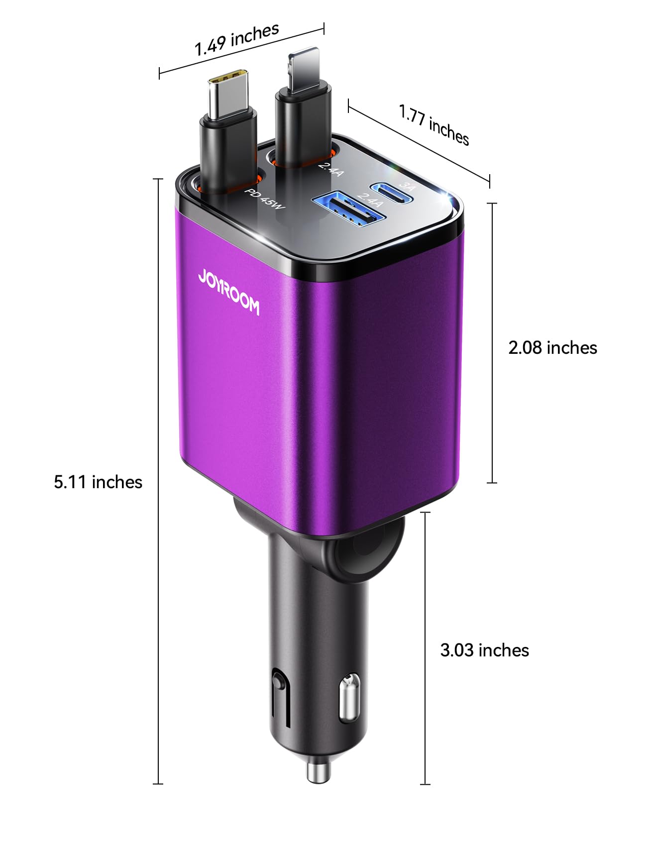 [2026 Ultra-Compact] 84W Retractable Car Charger, [PD 45W] Car Charger USB C for iPhone 16 17 Pro Fast Charging, Car Accessories Travel Essentials Gifts for Women Men for iPhone 17 Air 16 15 14 13 12