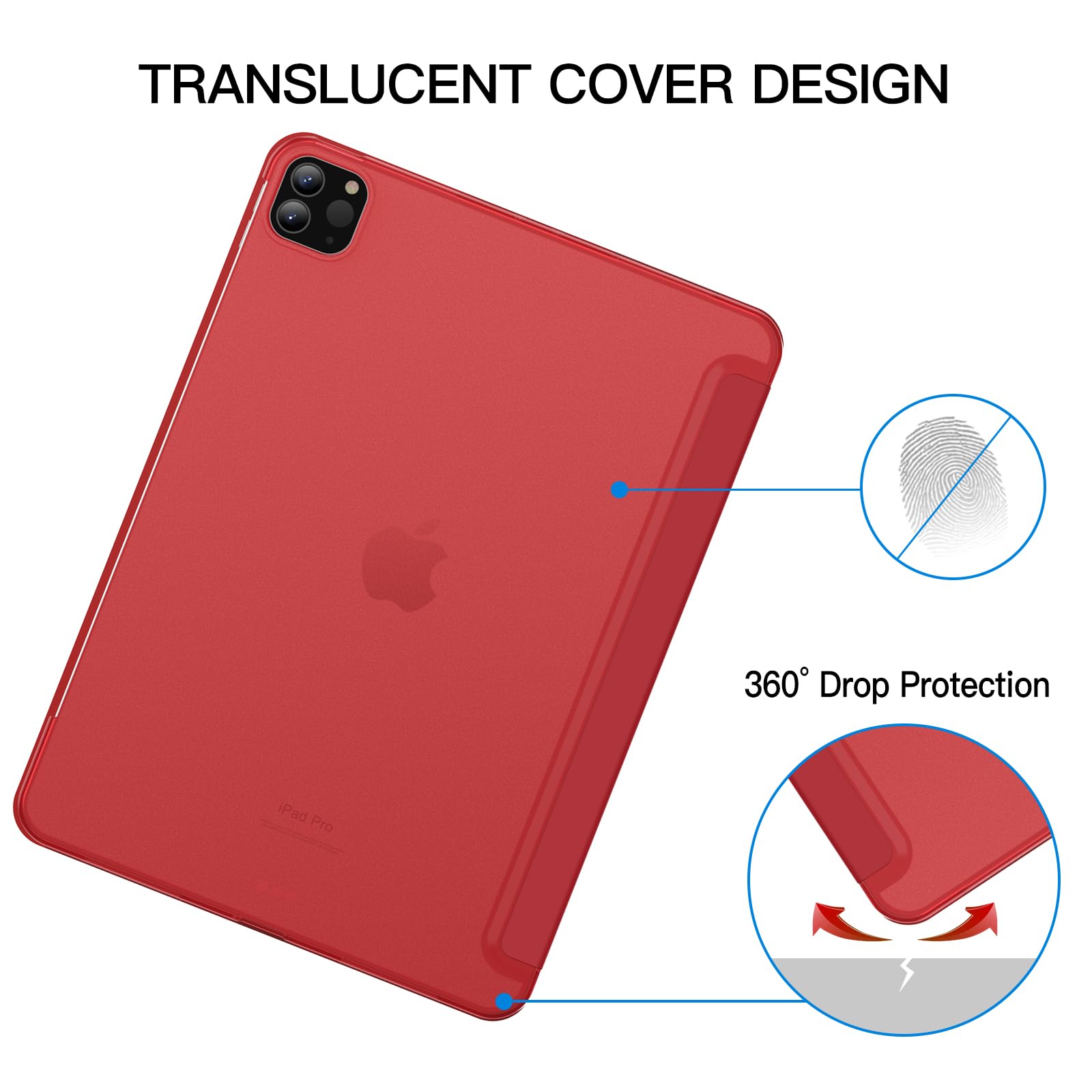 JETech Case ONLY for iPad Pro 11-Inch, 2022/2021/2020/2018 Model, Compatible with Pencil, Cover Auto Wake/Sleep (Black)