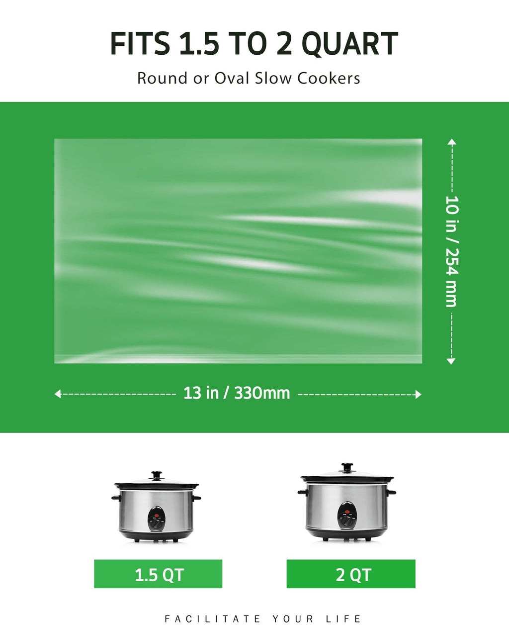 Syntus Slow Cooker Liners, 10 Count Cooking Bags Small Size Disposable Pot Liners Plastic Bags, Fit 1QT to 3QT for Slow Cooker Cooking Trays, 10.5"x 17.5", 10 Liners