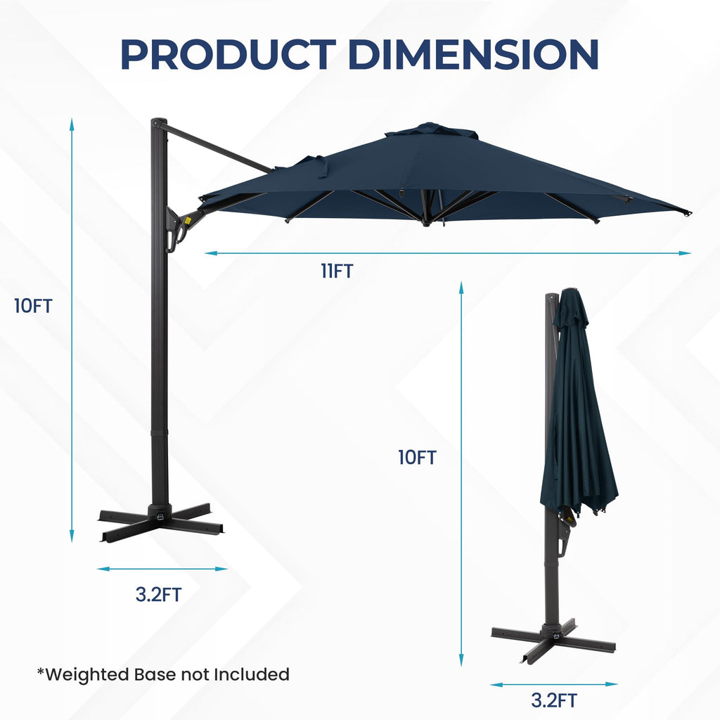 SUNVIVI OUTDOOR Outdoor Patio Umbrella, Patio Umbrella, Market Umbrella, Large Outdoor Umbrella, Metal Pole Umbrella with Push Button Tilt and Crank, Polyester Canopy