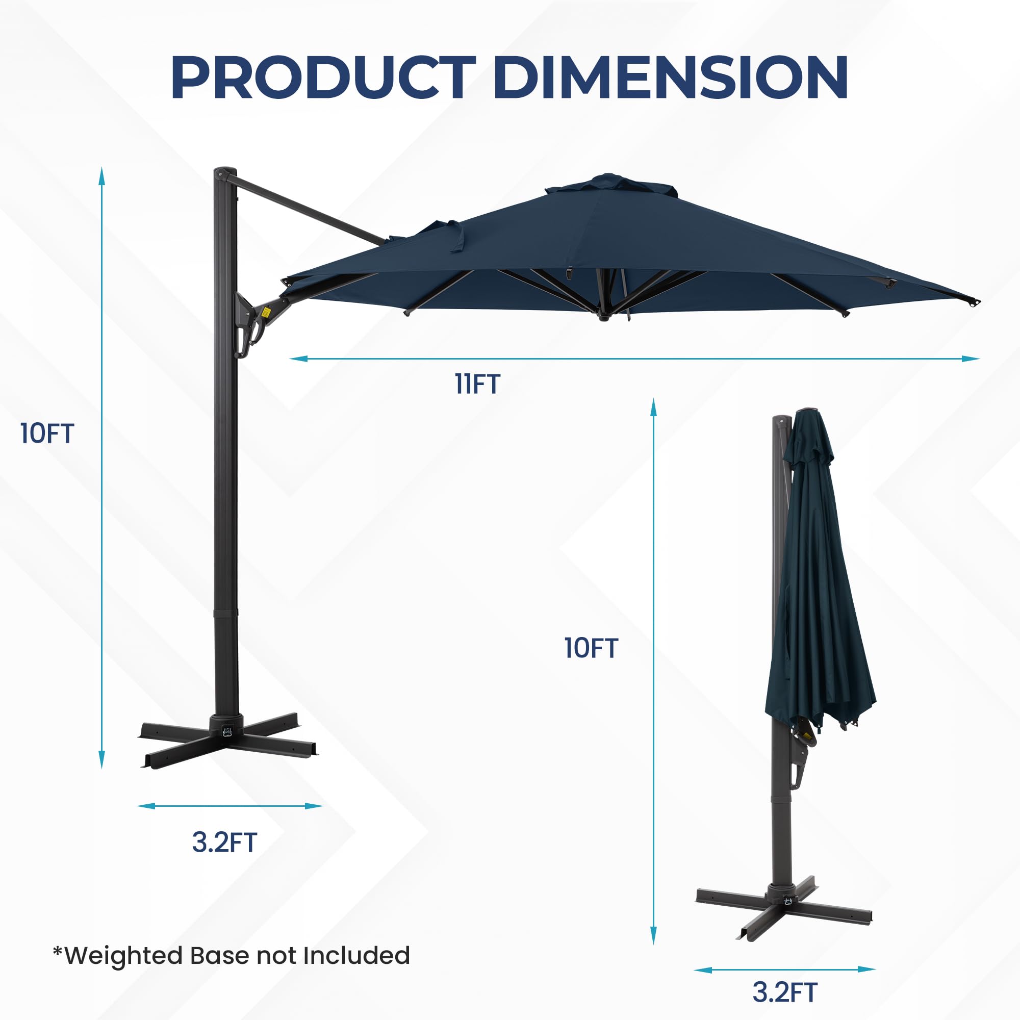 SUNVIVI OUTDOOR Outdoor Patio Umbrella, Patio Umbrella, Market Umbrella, Large Outdoor Umbrella, Metal Pole Umbrella with Push Button Tilt and Crank, Polyester Canopy