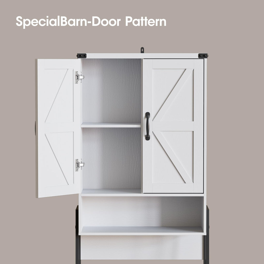 Vabches Over The Toilet Storage Cabinet with 2-Door Design Bathroom Organizers and Storage with Anti-Tip Device Over Toilet Organizer with Shelves for Bathroom,Restroom,Laundry Black