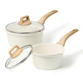 CAROTE 1.5Qt & 3.0Qt Sauce Pan Sets with Lid Cooking Pots Nonstick Saucepans Cookware Set with Pour Spout Small Kitchen Pot, Induction Comptable, Easy to Clean, PFOA FREE (Classic Granite)