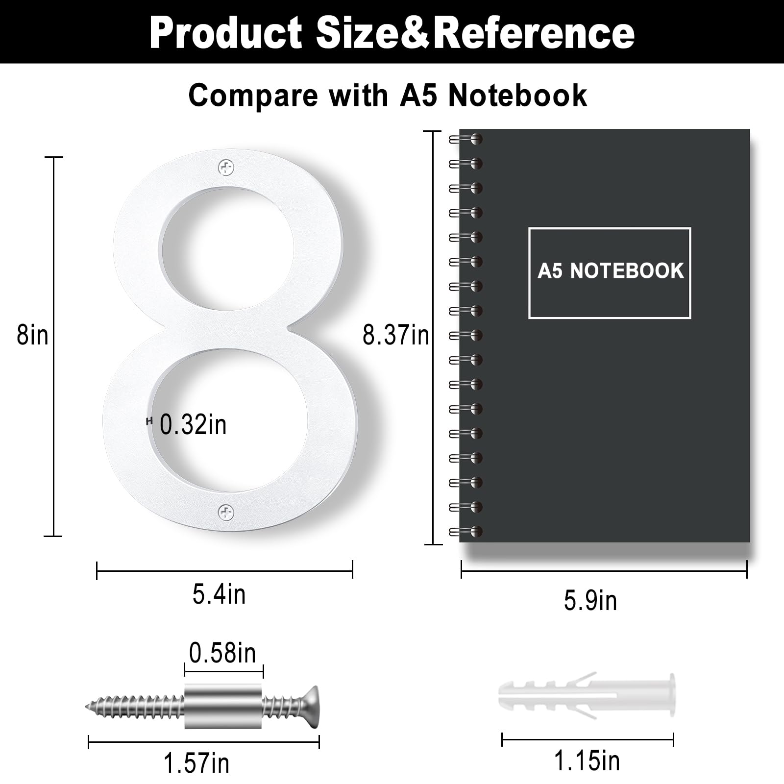 8 Inch Black Floating Arrow Signs, Modern Outdoor Plastic Directional Signs for Wall Yard Street