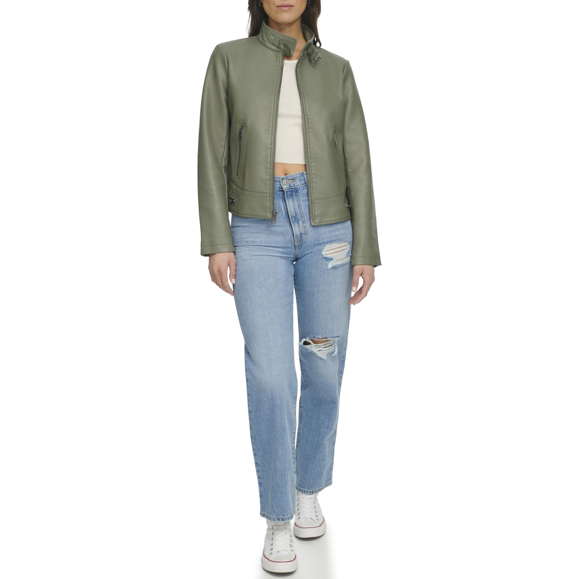 LEVI'S womens Faux Leather Motocross Racer Jacket (Standard and Plus)