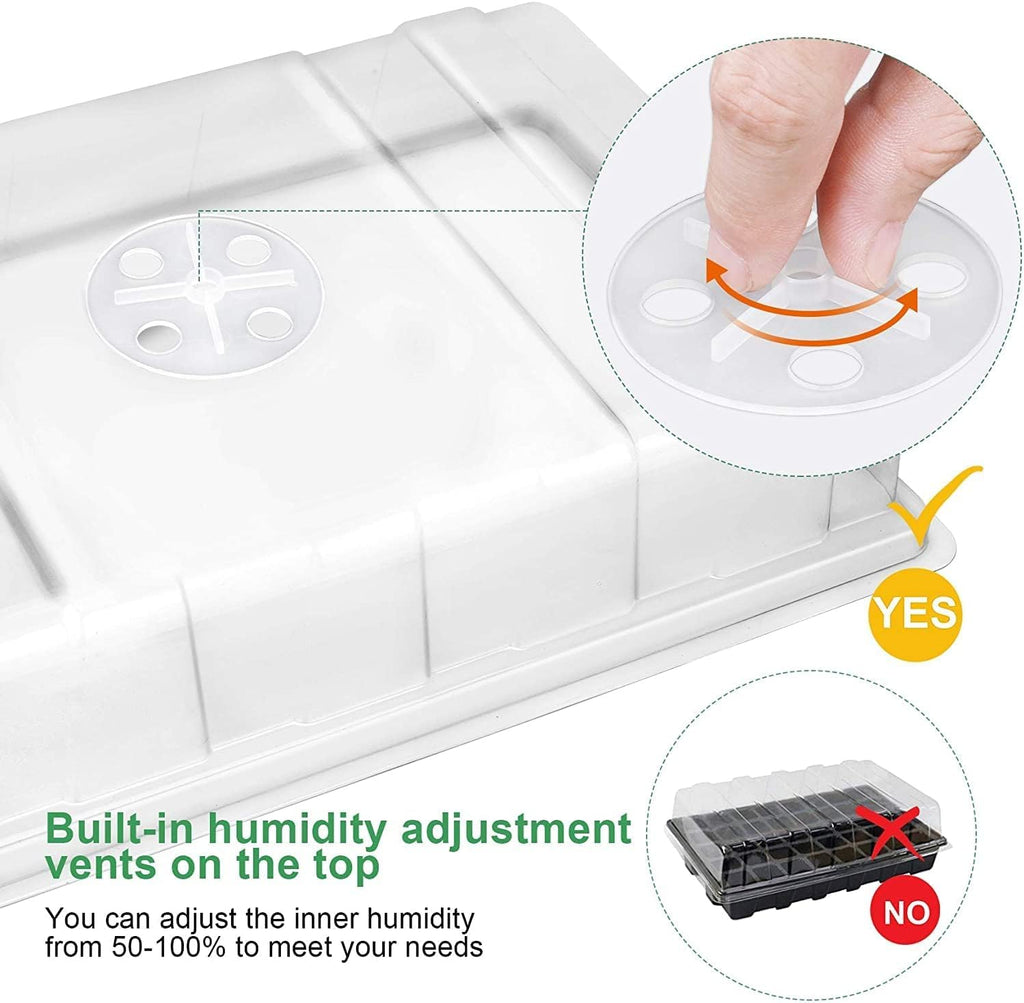 MIXC Seed Starter Tray with Lights, 2 Packs Mini Propagator Plant Grow Kit Greenhouse with Humidity Vented Domes and Base for Seeds Starting, Black