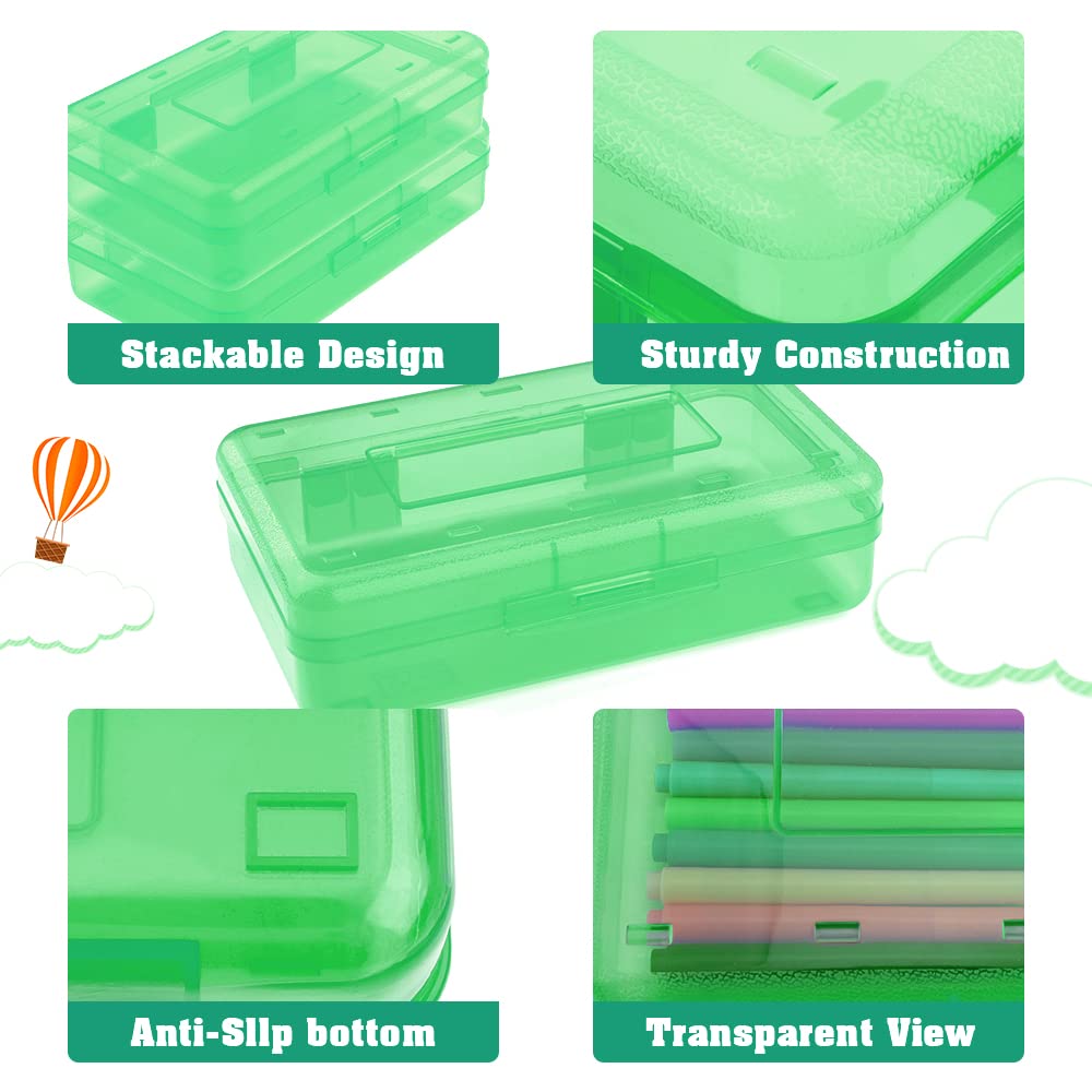 Pencil Case, Pencil Box, Clear Pencil Case, 3 Pack Plastic Pencil Case, Large Capacity Pencil Case, Crayon Box with Snap-tight Lid Stackable Design, Plastic Storage Box for School Office Supplies