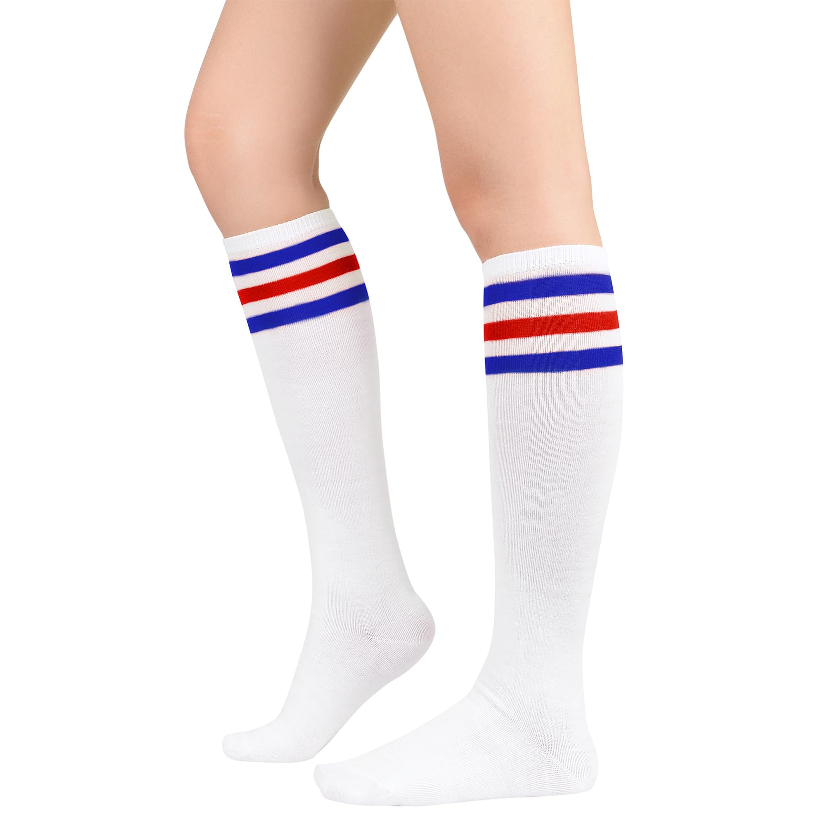 Century Star Knee High Striped Socks for Women - Long Thin Tube Sports Thigh High Socks Tall Stockings