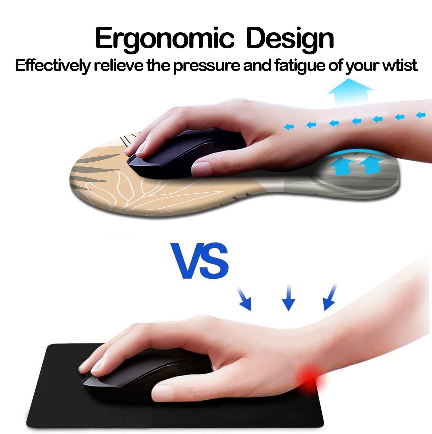 DOOKE Ergonomic Mouse Pad with Wrist Support and Coaster,Mouse Pads with Non-Slip PU Base for Home Office Working Studying Easy Typing & Pain Relief Aesthetic Art