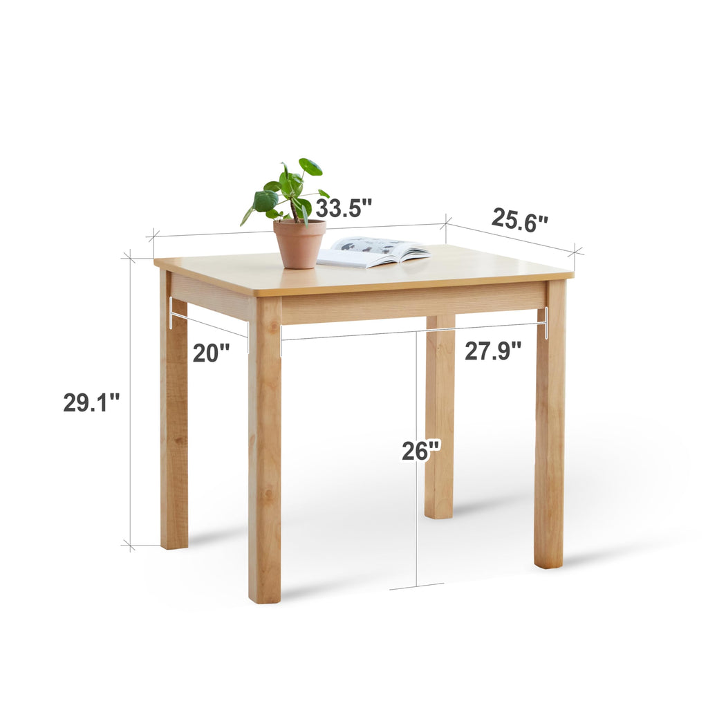 Livinia Cabin 33.5" Wooden Dining Table/Small Rectangular Modern Farmhouse Solid Wood Kitchen Table Desk (Black)