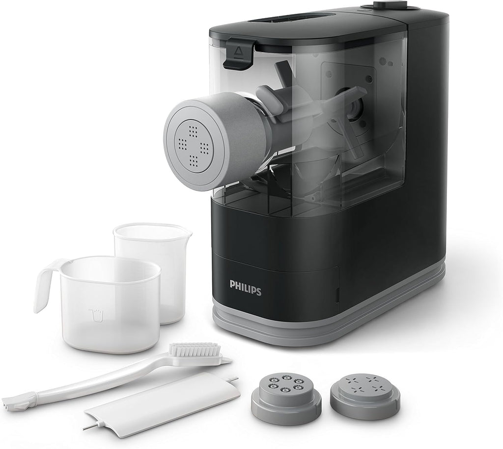 Philips Kitchen Appliances Compact Pasta and Noodle Maker, Viva Collection, Comes with 3 Default Classic Pasta Shaping Discs, Fully Automatic, Recipe Book, Small, Black (HR2371/05)