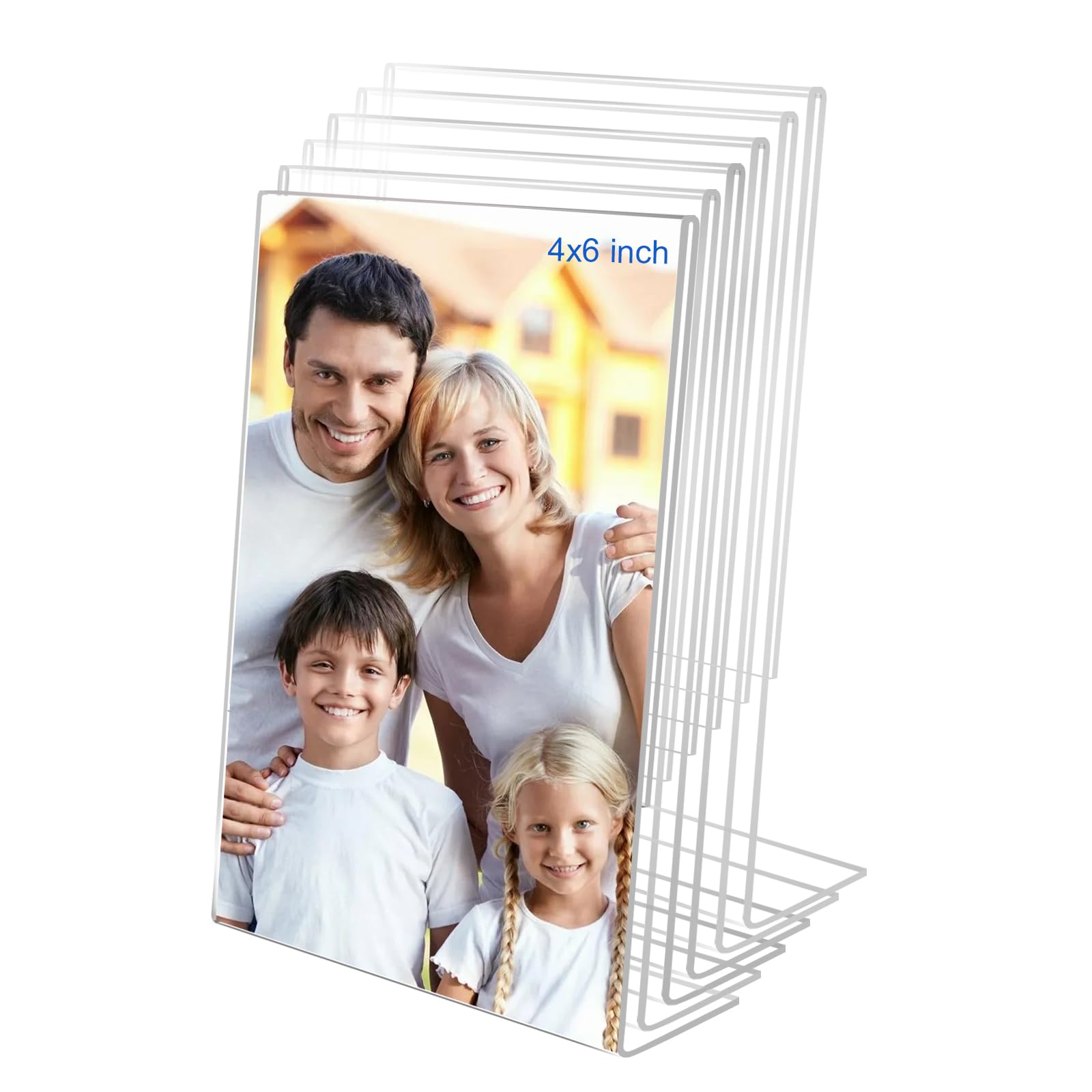 4x4 Acrylic Picture Frames, Set Of 6 Clear Acrylic Frameless Gift for Desktop Display, Standing Picture or Display Sign Holder with Inserts for Home Office