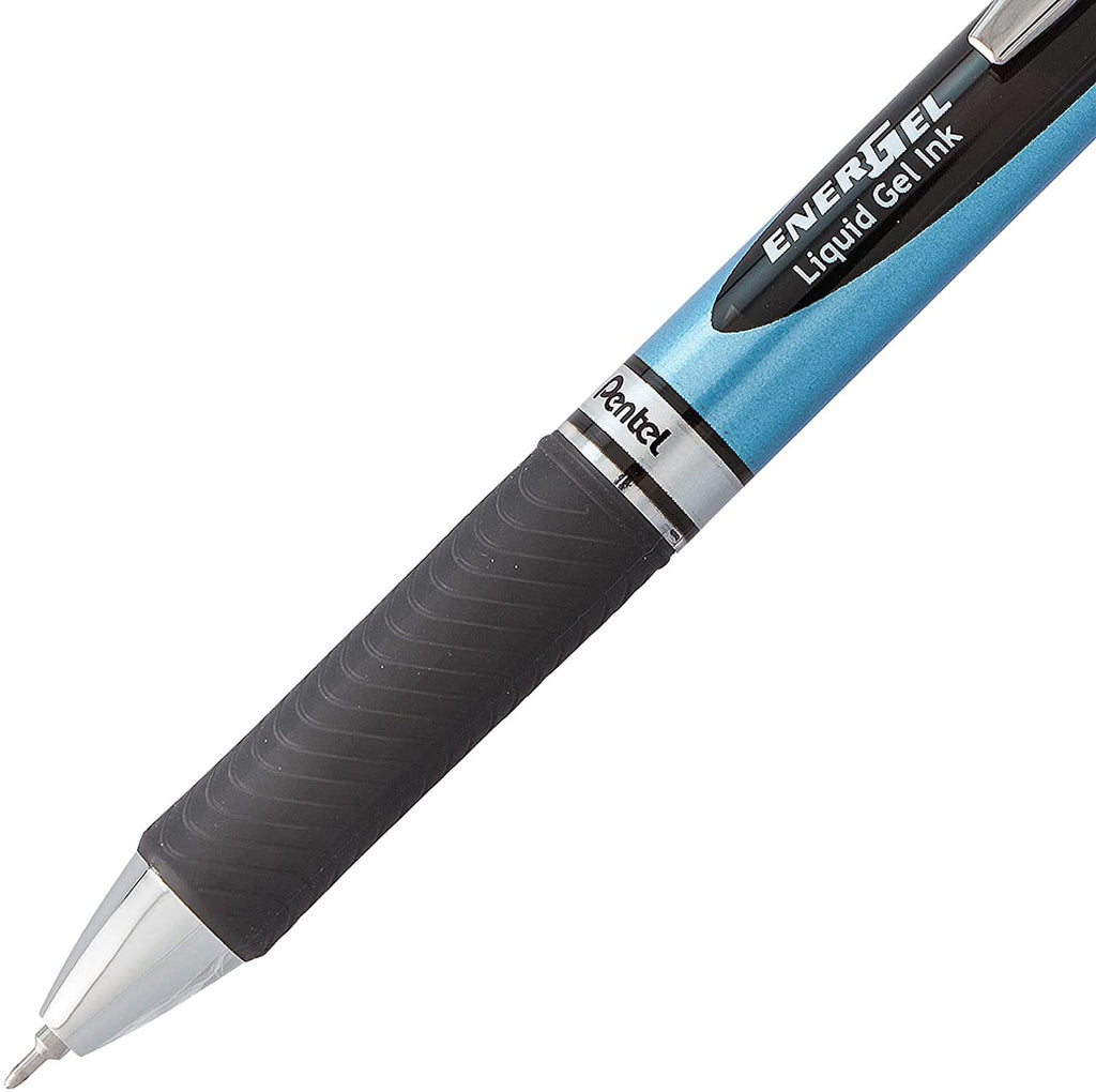 Pentel Energel 0.5 mm, Black Needle Tip Pens - Rtx Retractable Pack of 10 Pens