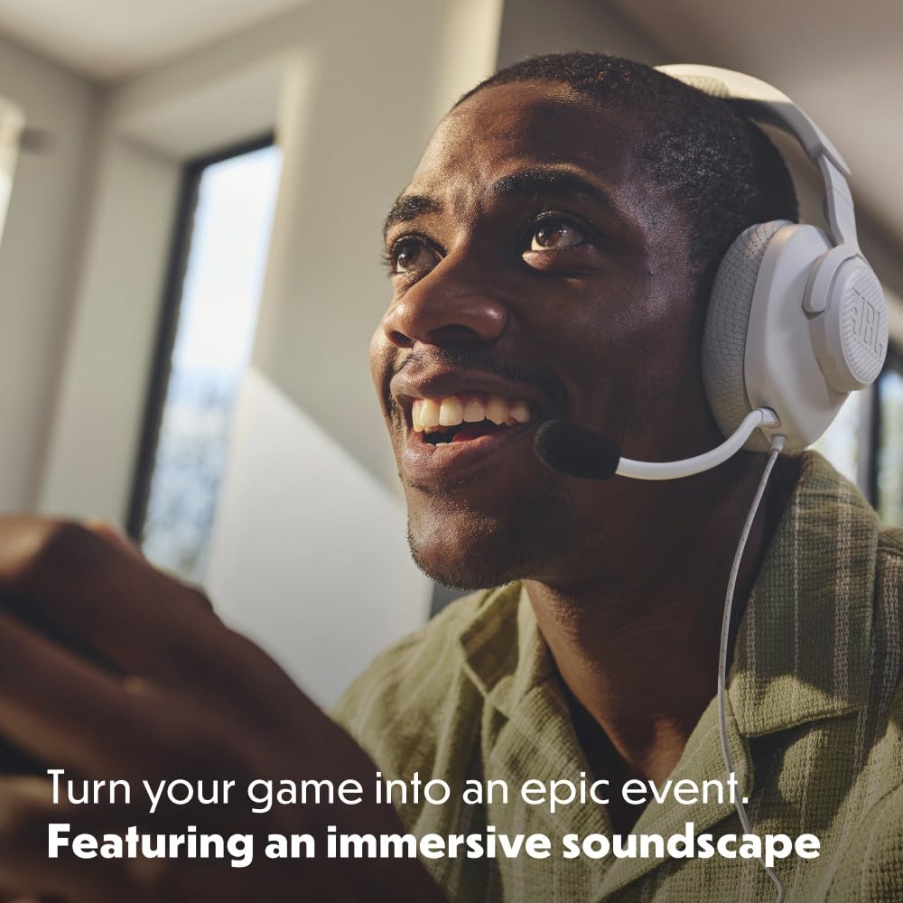 JBL Quantum 100M2 - Wired Over-Ear Gaming Headset with omnidirectional, Detachable mic with Mute Option and Fabric-Covered Memory Foam Ear Cushions, Compatible with All Platforms (Black)