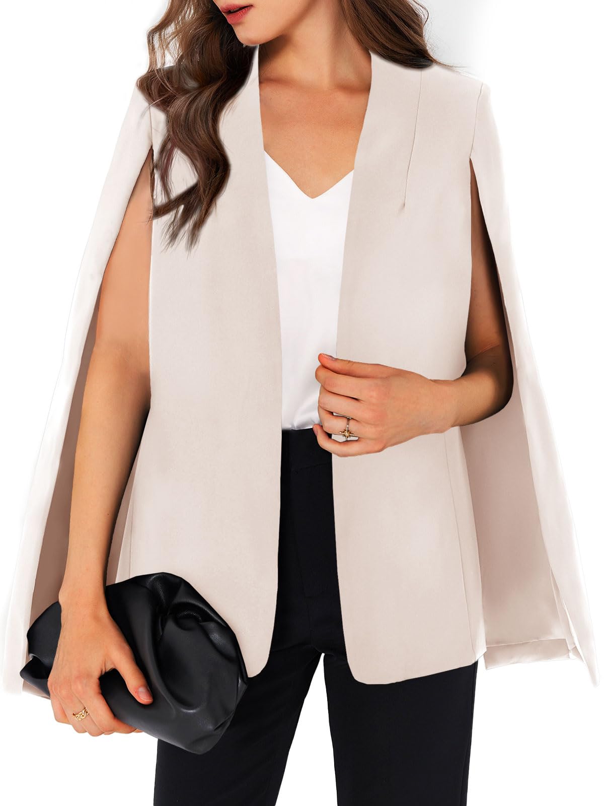 GAMISOTE Womens Cape Blazer Split Sleeve Open Front Casual Jacket Coat Workwear