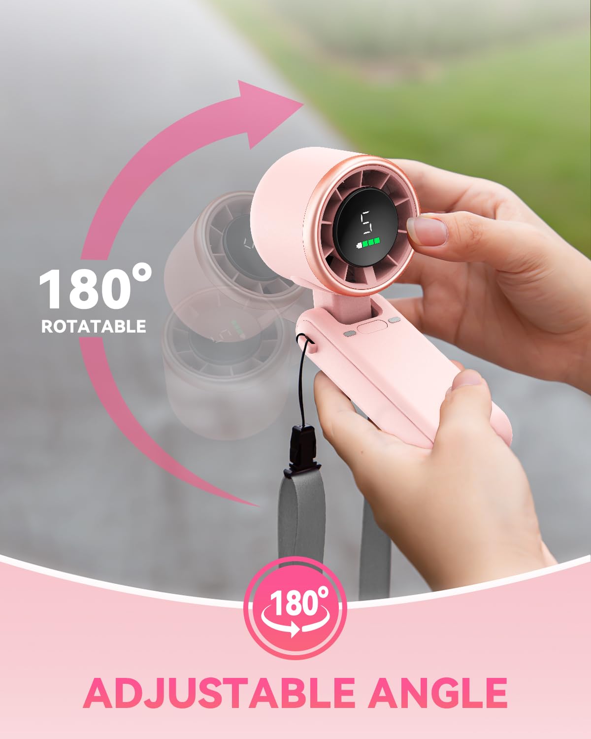 PlayHot Portable Handheld Turbo Fan, 5 Gear Wind, USB-C Rechargeable Fan, Up to 12 Working Hours, 3 IN 1 Hand Fans with Air Turbo Tech Cooling Fan for Outdoor Activities, Travel, Beach (Black)