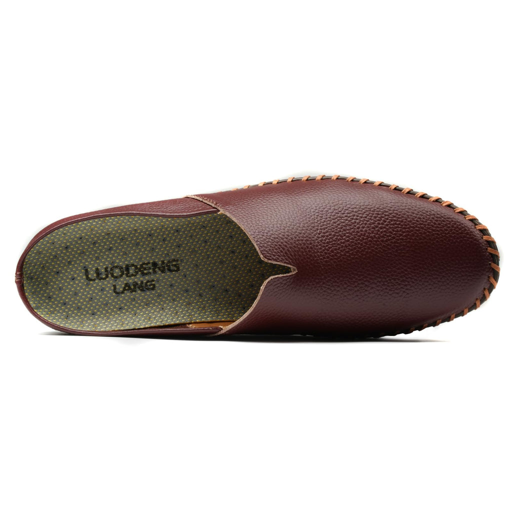 Men’s Slip-On Loafers Mules Clog Handmade Leather Slippers Hand Stitched no-Heel Casual Shoes for Men Breathable Comfortable Soft