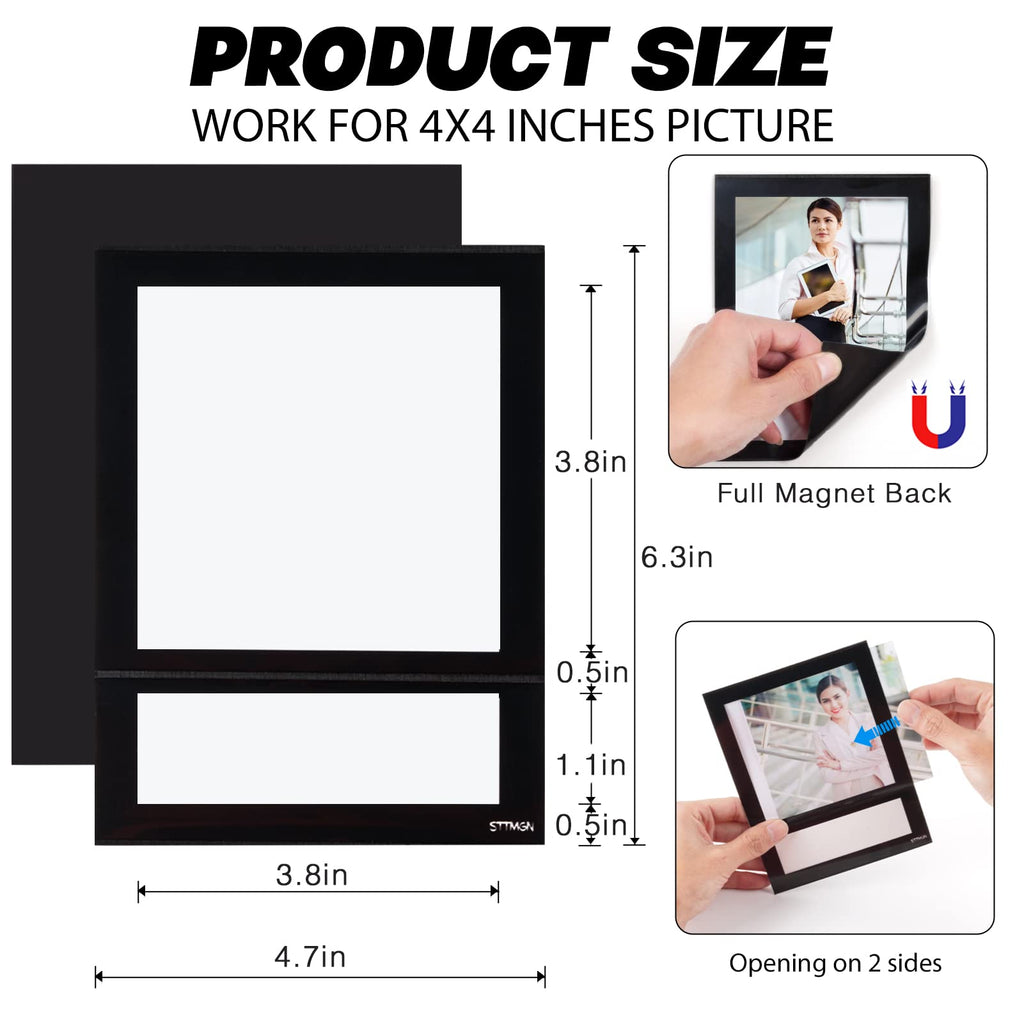 STTMGN Magnetic Picture Frames with Black Border(2.5"X3.5",12 Pack),Mini Wallet Size Magnet Photo Sleeves Pockets/Holder,Decorations for Home/Office/School/Classroom/Party